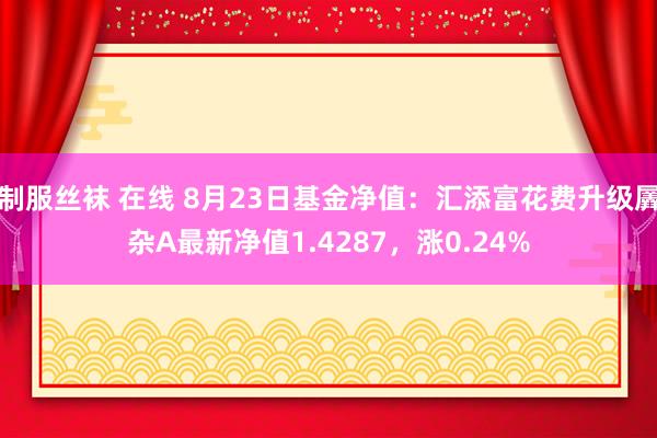 制服丝袜 在线 8月23日基金净值：汇添富花费升级羼杂A最新净值1.4287，涨0.24%